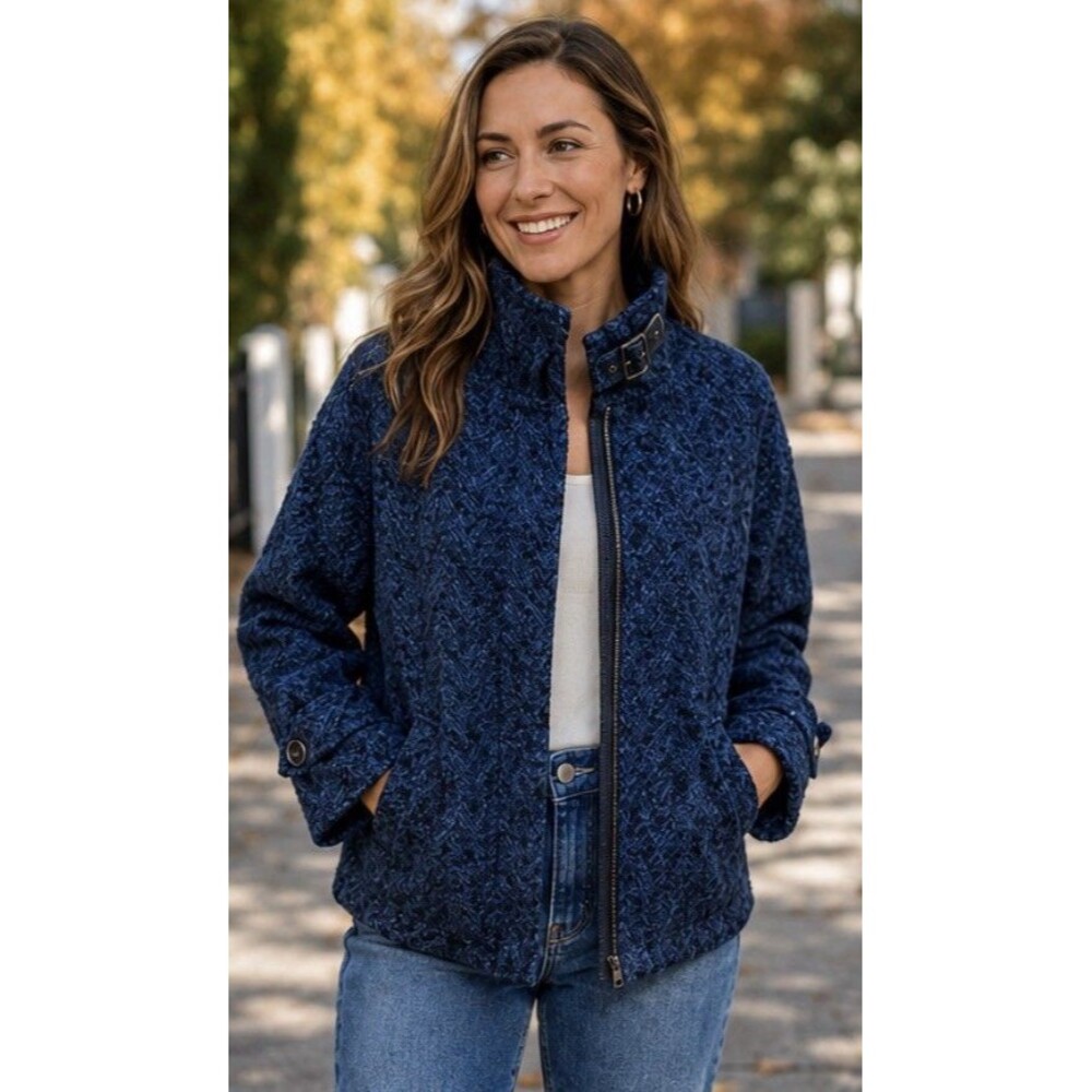 Banana Republic Boucle Women’s Herringbone Bomber Jacket Sz S British Country